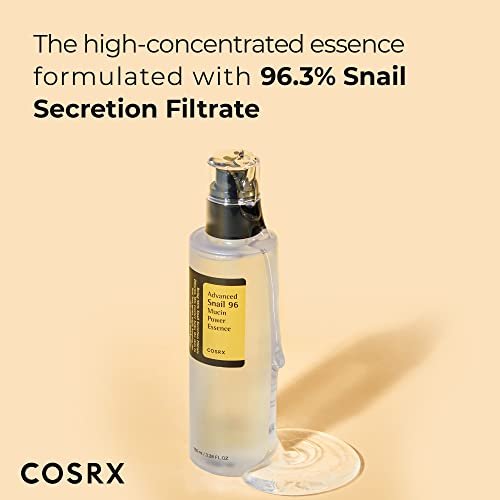 COSRX Snail Mucin 96% Power Repairing, Hydrating Serum with Snail Secretion, Korean Skincare