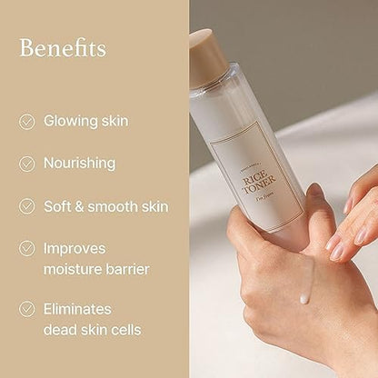 Rice Toner, Milky Toner for Glowing Skin, 77.78% Korean Rice